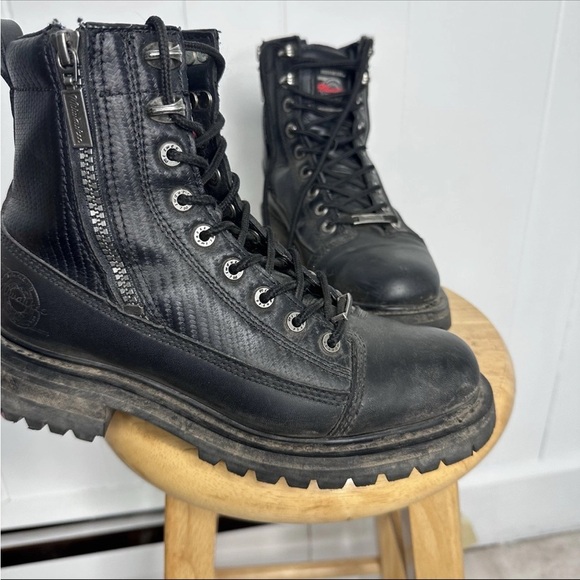 Milwaukee Motorcycle Boots Womens 9C Biker Accelerator Side Zip Freedom Flex - Picture 7 of 12